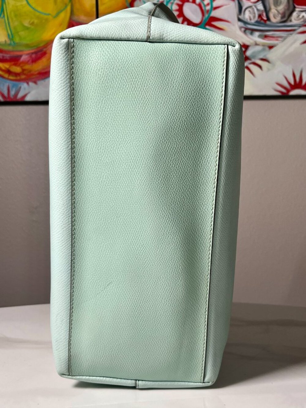 Coach City Zip Tote Seafoam Green Pebbled Leather Tote Shoulder Bag + COA - Picture 8 of 16